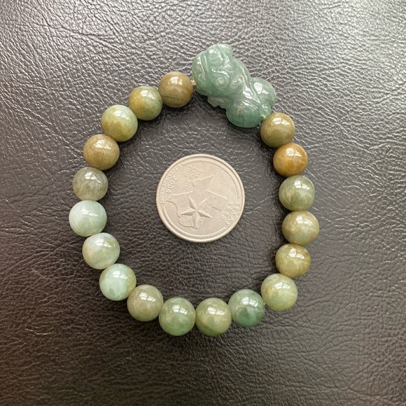 Natural Jade Lucky Pixiu Beaded Bead Adjustable Bracelet - Picture 3 of 8